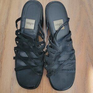Impo 90s Black Strappy Heeled Sandal Y2K Size 9.5